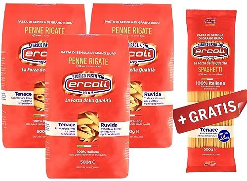 La Valle Angebot Vorrat Handwerkliche italienische Penne Tortiglioni oder Fusilli, Bronze Nudel 100% Italienische Hartweizengrieß, langsame Trocknung… (Penne, 3x500gr) von Sattie