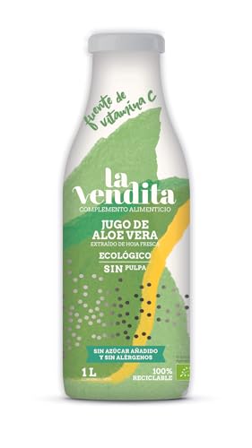La Vendita Reiner Aloe Vera-Saft ohne Fruchtfleisch. Aloe Vera-Direktsaft Bio. 100% biologischer Natursaft. Detox-Getränk in 1-Liter-Glasflasche La Vendita Reiner Aloe Vera-Saft ohne Fruchtfleisch. Aloe Vera-Direktsaft Bio. 100% biologischer Natursaft. Detox-Getränk in 1-Liter-Glasflasche von La Vendita