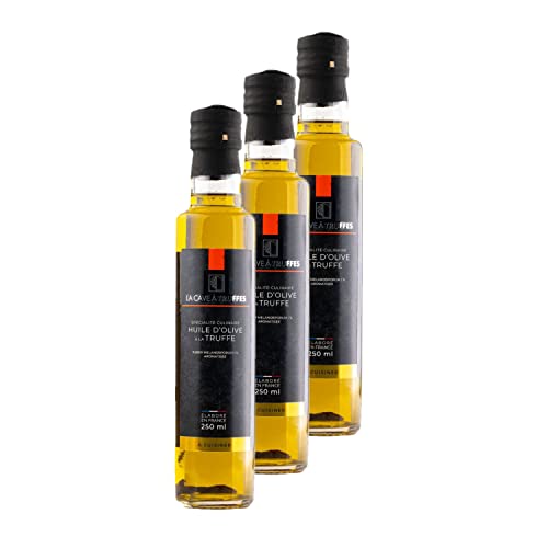 3 x Spezialität Olivenöl mit schwarzem Trüffel 1% – Flasche 250 ml von La cave à truffes