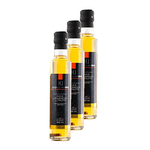 3 x Spezialität Sonnenblumenöl mit schwarzem Trüffel 1% – Flasche 250 ml von La cave à truffes