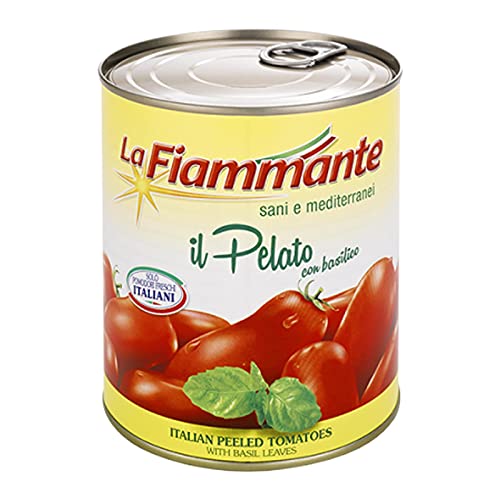 24x La fiammante Il Pelato con basilico enthäutet mit Basilikum 400g von La fiammante