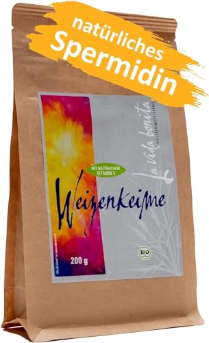 100% frische Bio Weizenkeime 200 g - natürliches Spermidin, Superfood | schonend hergestellt, vegan, laktosefrei von La vida bonita