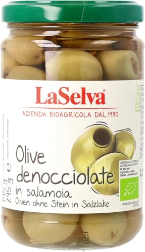 Grüne Oliven ohne Stein in Salzlake 6 x 295 gr von LaSelva