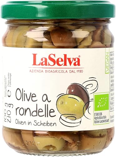 Oliven rondelle-grüne, schwarze Oliven Scheiben von La Selva