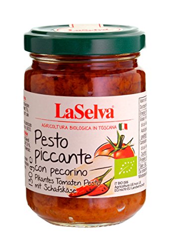 LaSelva Bio Pesto piccante con pecorino, pikantes Tomaten Pesto mit Schafskäse 130 g von La Selva