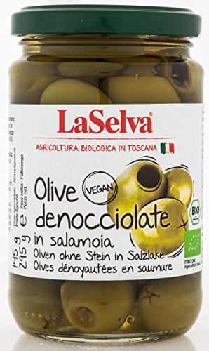 LaSelva Oliven ohne Stein (grün) 295g (in Salzlake mit Zitronensaft) Bio Oliven, 3er Pack (3 x 295 g) von LaSelva