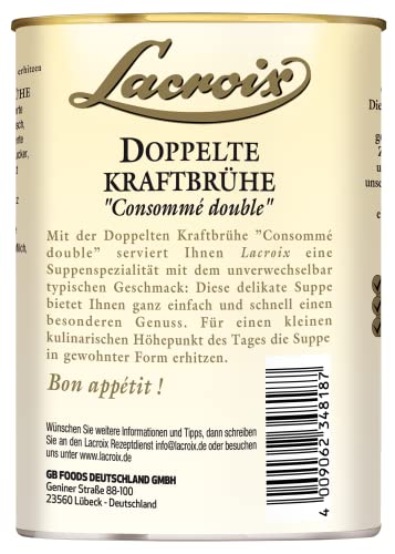 Lacroix Doppelte Kraftbrühe „Consommé double“ | 3x 400 ml | Klare, kräftige Brühe | Delikate Suppenspezialität für zwischendurch oder als Vorspeise von Lacroix