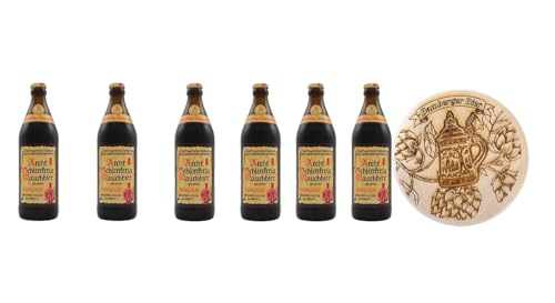Aecht Schlenkerla Rauchbier (6 Flaschen à 0,5 l / 5,1% vol.) inc.0.48€ MEHRWEG Pfand inkl Biergartendeckel von Lädla Juice
