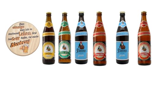 Fässla Bier Probierpaket mit 6 Flaschen zu je 0,5 Liter und Biergartendeckeln von Lädla Juice
