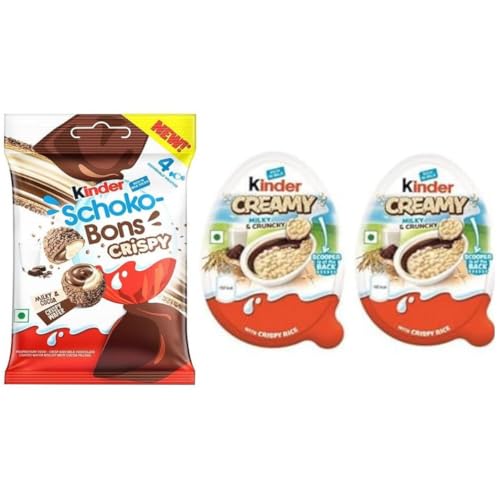 Kinder Probierpaket mit Crispy Schoko Bons Klein 67,2g + 2 Kinder Creamy 2x19g von Lädla Juice