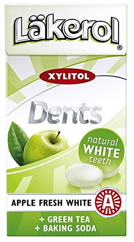 Läkerol Dents Apple Fresh White - Lakerol Apfelfrisches Weiß - Original Schwedisch Xylitol Kehle Zuckerfreier Pastillen Box 36g x 4 stck von Läkerol Pastillen