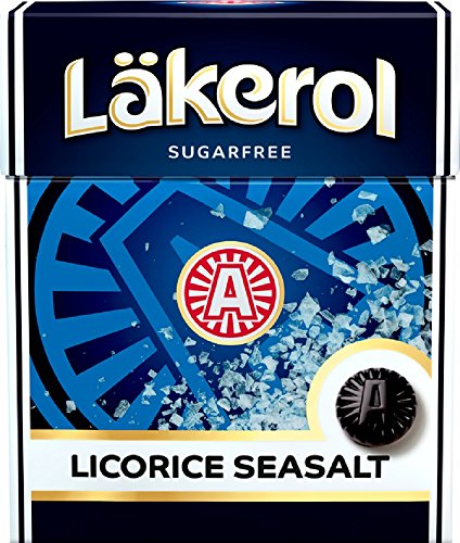Läkerol Licorice Seasalt - Lakerol Lakritz Meersalz - Original Schwedisch Süßholzwurzel Zuckerfreier Stevia Pastillen Box 25g x 4 stck von Läkerol Pastillen