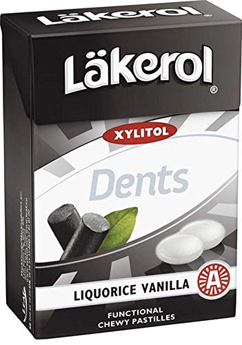 12 Boxen à 85 g Läkerol Dellen Lakritz Vanille - Original - Schwedisch - Zuckerfrei - Xylitol - Pastillen - Dragees - Tropfen - Süßigkeiten - Süßigkeiten von LÄKEROL