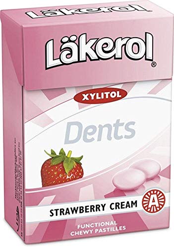 12 Boxen x 85g Läkerol Dellen Erdbeercreme - Original - Schwedisch - Zuckerfrei - Xylitol - Pastillen - Dragees - Tropfen - Süßigkeiten - Süßigkeiten von LÄKEROL
