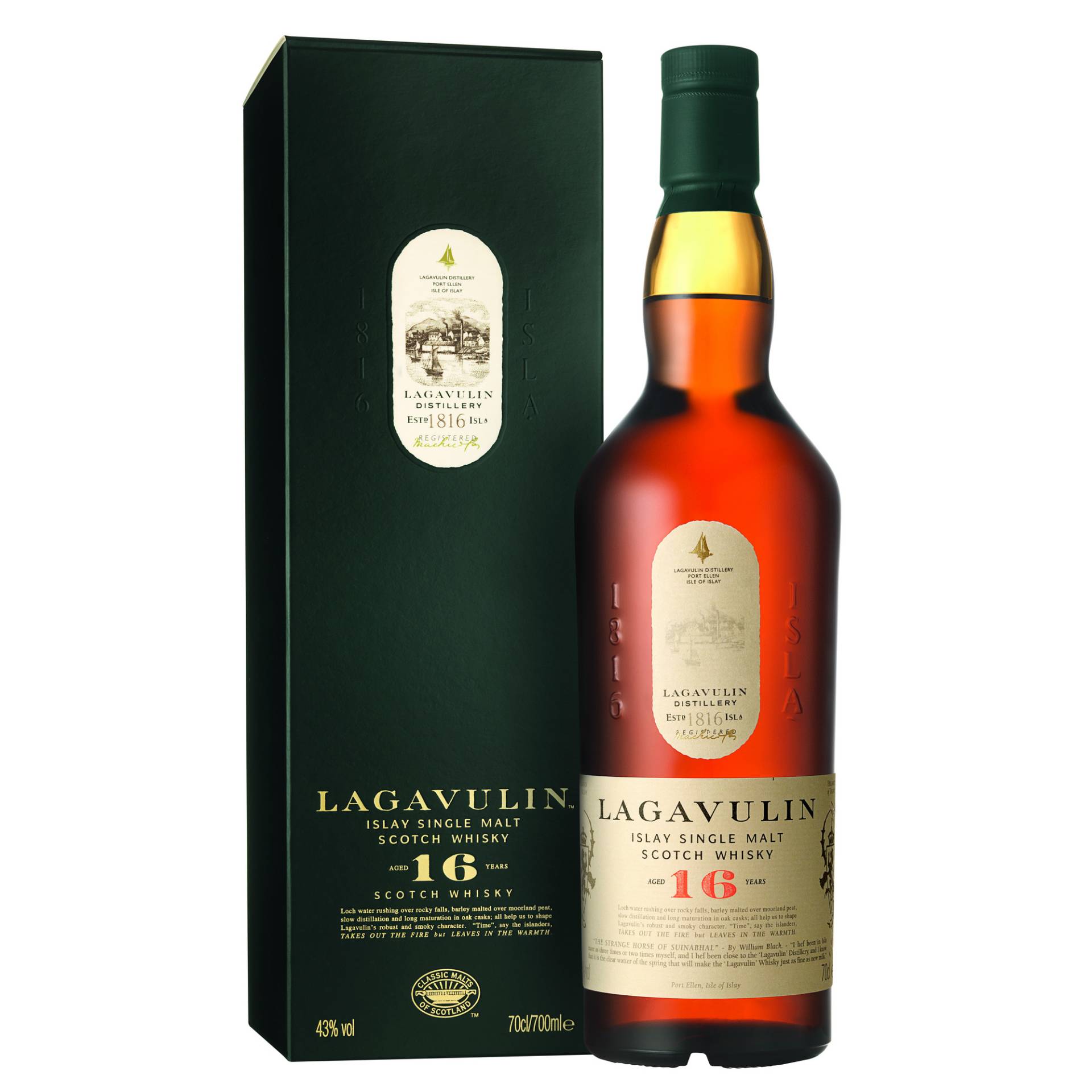 Lagavulin 16 Years Isle of Islay Single Malt, Scotch Whisky, 0,7 L, 43% Vol., Schottland, Spirituosen von Lagavulin Distillery, Port Ellen, Isle of Islay, PA42 7DZ, Scotland