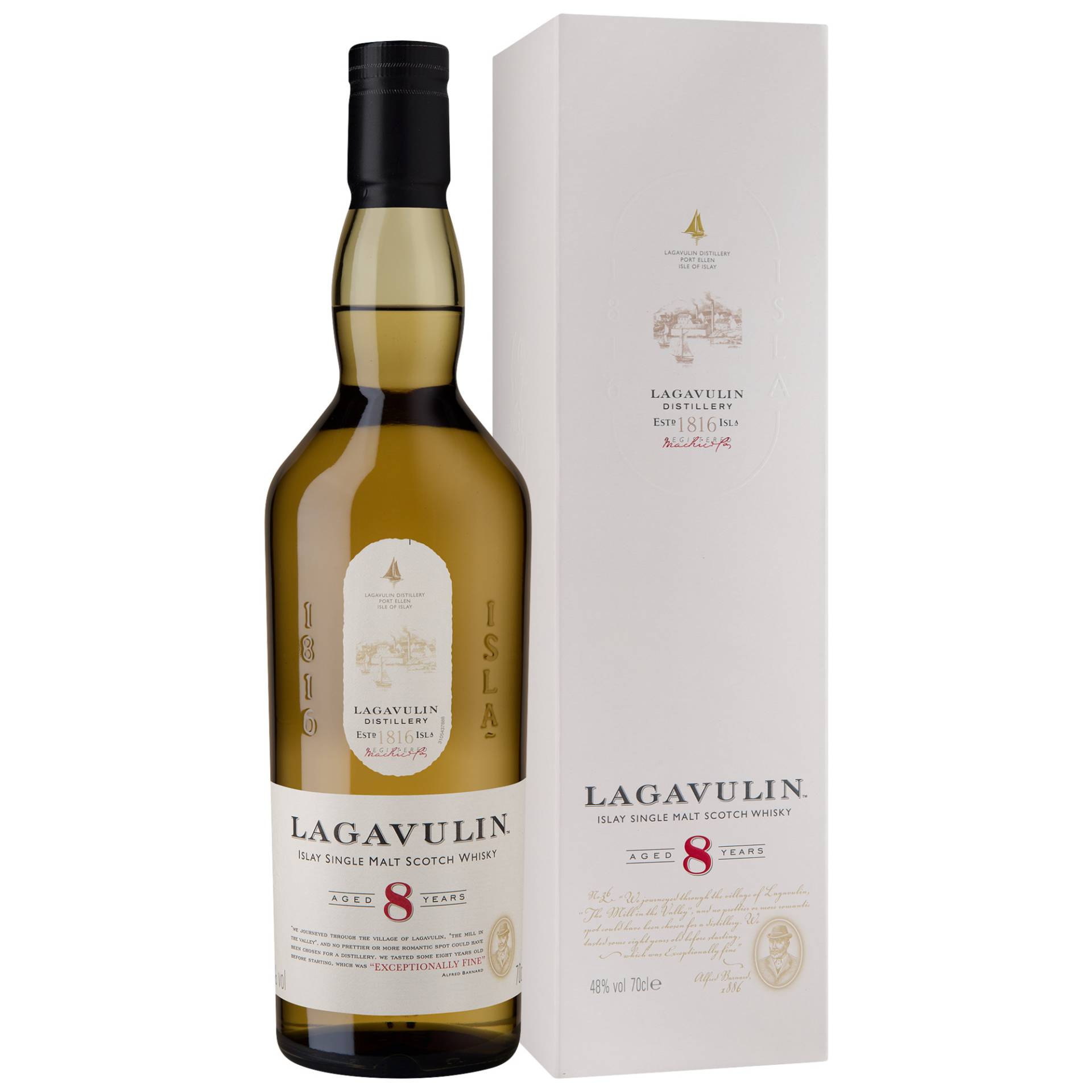 Lagavulin 8 Years Isle of Islay Single Malt Whisky, Scotch, 0,7 L, 48% Vol., Schottland, Spirituosen von Lagavulin Distillery, Port Ellen, Isle of Islay, PA42 7DZ, Scotland
