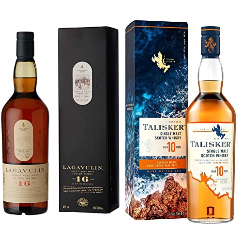 Lagavulin 16 Jahre | Islay Single Malt Scotch Whisky | mit Geschenkverpackung | aromatischer Single Malt | handgefertigt von den schottischen Inseln | 700ml & Talisker 10 Jahre | 45.8% vol | 700ml von Lagavulin