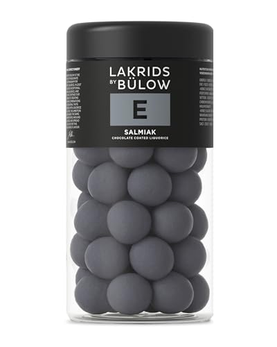 LAKRIDS BY BÜLOW - E - Salmiak - 295g - Dänische Gourmet Lakritz-Kugeln - Salmiak Lakritzkern umhüllt von Weißer Schokolade und einer knusprigen Zuckerhülle von LAKRIDS BY BÜLOW