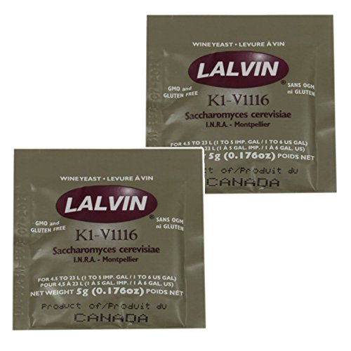 Lalvin ICV K1 V1116 Hefe Weißwein 5 g Beutel, 4,5 l - 23 l, 2 Stück Lalvin ICV K1 V1116 Hefe Weißwein 5 g Beutel, 4,5 l - 23 l, 2 Stück von Lalvin