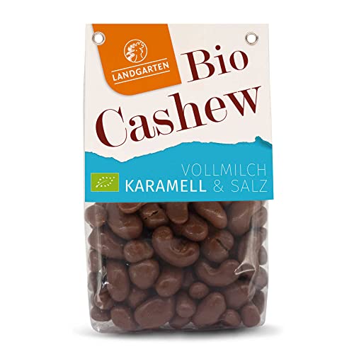 Bio Cashews in Vollmilch-Schokolade Karamell & Salz 170g von Landgarten