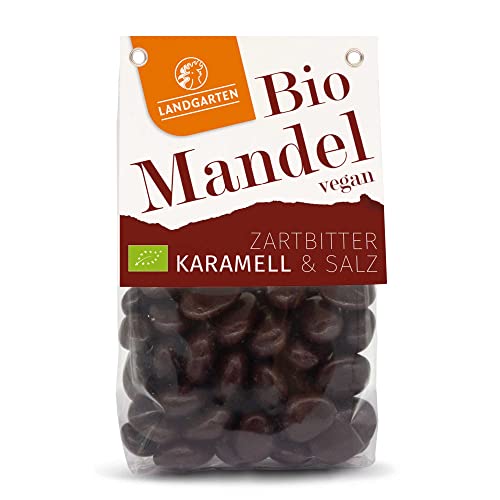 Bio Mandel in Zartbitter-Schokolade Karamell & Salz 170g von Landgarten