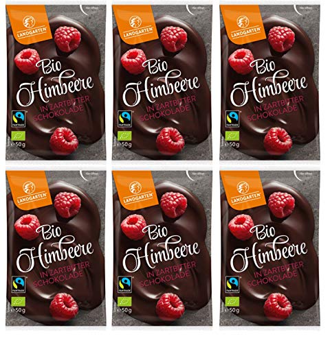 Bio Himbeere in Zartbitter-Schokolade 6 x 50 gr von Landgarten