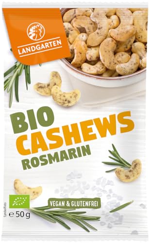 Landgarten Bio Chashews mit Rosmarin | Nüsse mit mediteranen Rosmarin und Meersalz | 50 g (1er Pack) von Landgarten