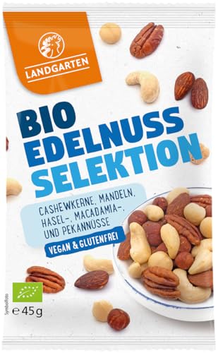 Landgarten Bio Edelnuss Selektion | Proteinreicher Erdnuss Mix für unterwegs | 45 g (1er Pack) von Landgarten