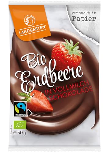 Landgarten | Bio Erdbeere in Vollmilch-Schokolade | 1er Pack (50 g) von Landgarten