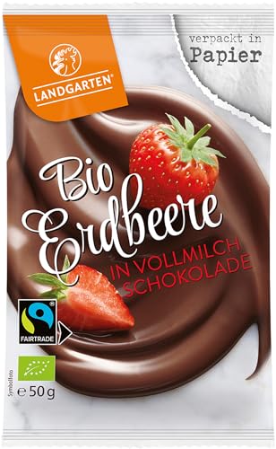 Landgarten Bio FT Erdbeere in Vollmilch-Schokolade 50g (6 x 50 gr) von Landgarten