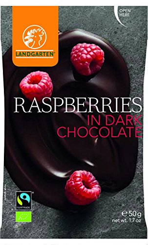Landgarten Bio-Himbeeren in dunkler Schokolade, 50 g, 10 Stück von Landgarten