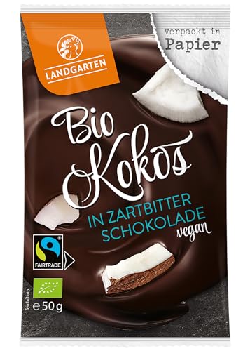 Landgarten | Veganer Bio Kokos in Zartbitter-Schokolade |1er Pack (50 g) von Landgarten