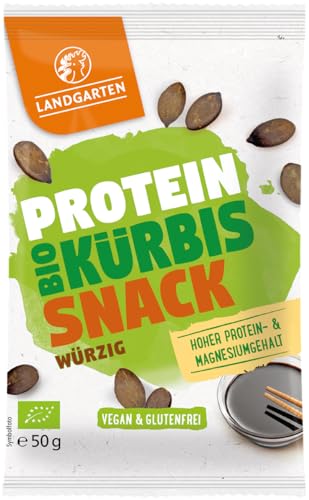Landgarten Bio Protein Kürbis Snack Würzig | Proteinreicher Snack für unterwegs | 50 g (1er Pack) von Landgarten