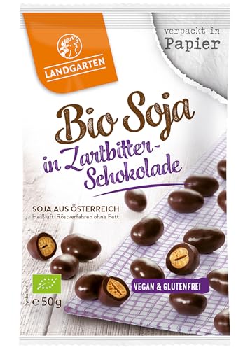 Landgarten Bio Schoko-Soja Snack Zartbitter | Proteinreicher Schoko Snack für unterwegs | 55 g (1er Pack) von Landgarten