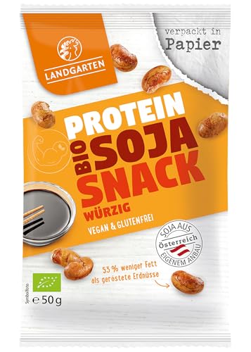 Landgarten Bio Soja Snack Würzig | Proteinreicher Snack für unterwegs | 50 g (1er Pack) von Landgarten