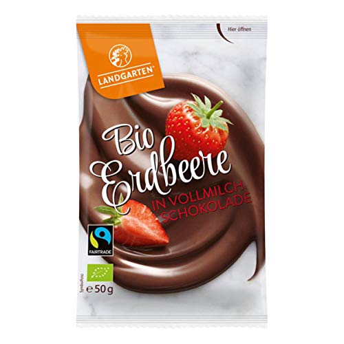 Landgarten - Erdbeere in Vollmilch-Schokolade Bio - 50 g - 10er Pack von Landgarten