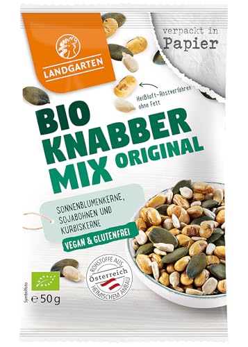 Landgarten Protein Mix – Bio-Protein-Snack mit gerösteten Sojabohnen, Sonnenblumenkernen & Kürbiskernen – gesalzen, fettfrei geröstet – 1 x 50 g Landgarten Protein Mix – Bio-Protein-Snack mit gerösteten Sojabohnen, Sonnenblumenkernen & Kürbiskernen – gesalzen, fettfrei geröstet – 1 x 50 g von Landgarten