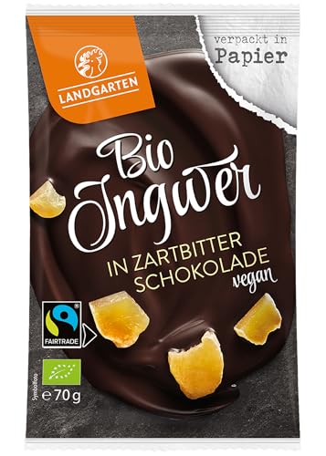 Landgarten | Vegane Bio Ingwer in Zartbitter-Schokolade | 1er Pack (70 g) von Landgarten