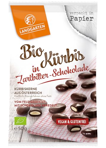 Landgarten | Vegane geröstete Kürbiskerne umhüllt von Zartbitterschokolade | 1er Pack (50g) von Landgarten