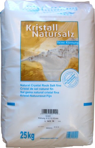 Esco Kristall Natursalz feine Körnung Reines Steinsalz ohne Zusätz, 1er Pack (1 x 25 kg) von flysclean