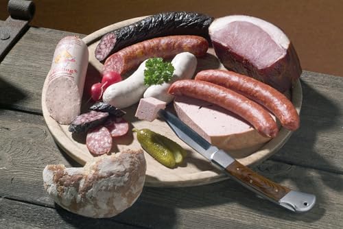 Landmetzgerei Schiessl Bayerisches Probier-Packerl 1000g I Hausmacher wurstpaket Glutenfrei, Lactosefreie Wurst, Salami und Schinken, Spitzenqualität aus eigener Schlachtung als Geschenkset von Landmetzger Schiessl