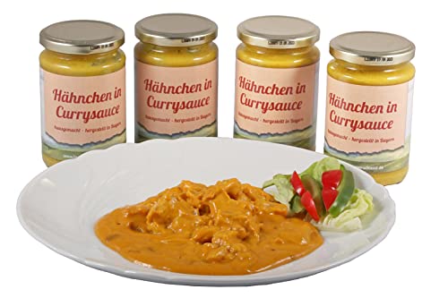 Hähnchencurry im Glas Set mit 4 Gläsern Hausgemacht Hergestellt in Bayern Landmetzger Schiessl Primeversand ca. 1200g von Landmetzger Schiessl