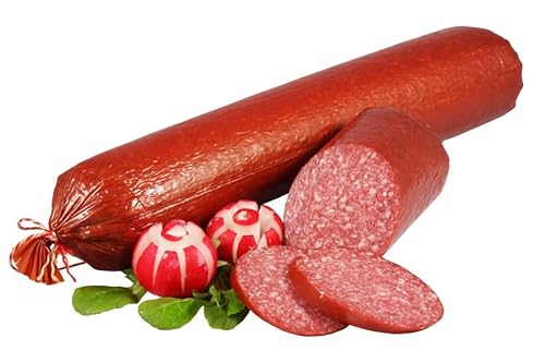 Landmetzger Schiessl's » Pizzasalami « 750g | Naturreifeverfahren | Mild gewürzt und kaltgeräuchert über Buchenholzrauch | Mittelgrobe Rohwurst aus Schweinefleisch, Rindfleisch und Schweinespeck von Landmetzger Schiessl