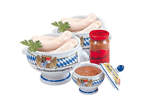 Weißwurstpaket ★mit kesselfrischen Weißwürsten "Münchner Art" und süßem bayerischen Senf ★ Traditionelles Metzgerhandwerk ★ Gekühler Blitzversand ★ Landmetzger Schiessl ★ ca. 1000g von Landmetzger Schiessl