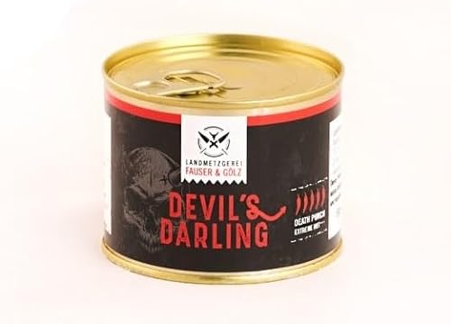 Original DEVIL'S DARLING Schärfegrad 5 | scharfe Lyoner | Dosenwurst | Wurst mit Chilli Carolina Reaper von Landmetzgerei Fauser Goelz