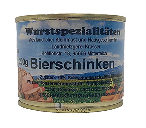 Bierschinken 200g - Wurstspezialität aus Bayern "ländlicher Kleinmast" von Landmetzgerei Krasser