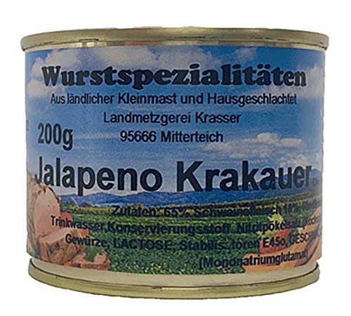 Jalapeno Krakauer"Die feurige" 200g Wurstspezialität aus Bayern"ländlicher Kleinmast" von Landmetzgerei Krasser