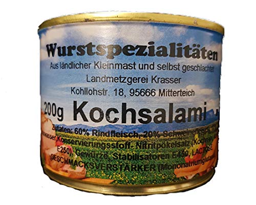 Kochsalami 200g Wurstspezialität aus Bayern"ländlicher Kleinmast" Kochsalami 200g Wurstspezialität aus Bayern"ländlicher Kleinmast" von Landmetzgerei Krasser