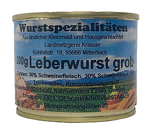 Leberwurst grob 200g Wurstspezialität aus Bayern"ländlicher Kleinmast" Leberwurst grob 200g Wurstspezialität aus Bayern"ländlicher Kleinmast" von Landmetzgerei Krasser