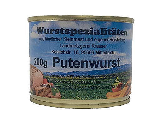 Putenwurst"für Kalorienbewusste" 200g Wurstspezialität aus Bayern"ländlicher Kleinmast" Putenwurst"für Kalorienbewusste" 200g Wurstspezialität aus Bayern"ländlicher Kleinmast" von Landmetzgerei Krasser